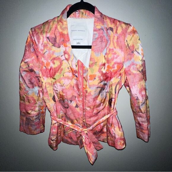 Banana Republic Floral Watercolor Blazer Jacket - Sz 2 - Picture 1 of 13